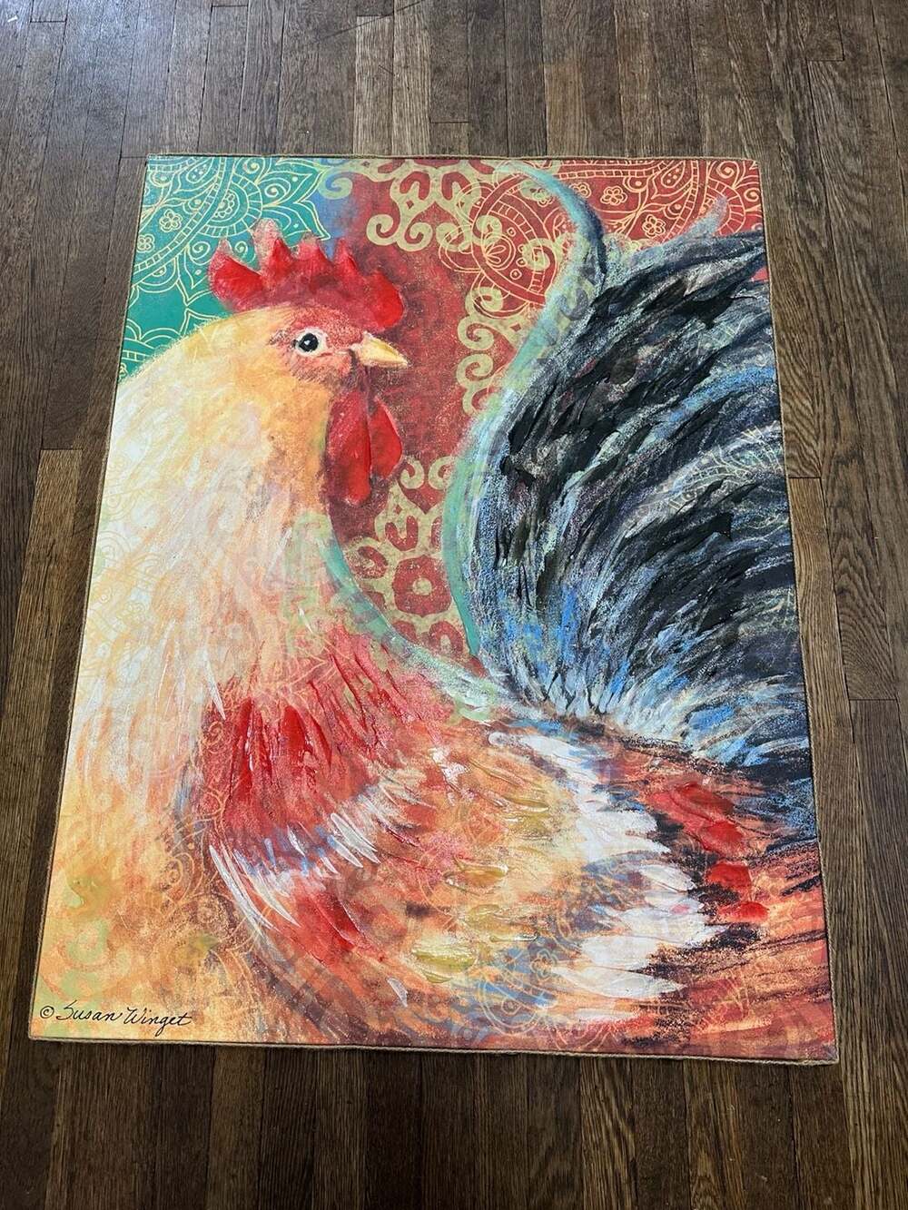 Susan Winget Bohemian Rooster Textured Heavy Canvas Wall Art